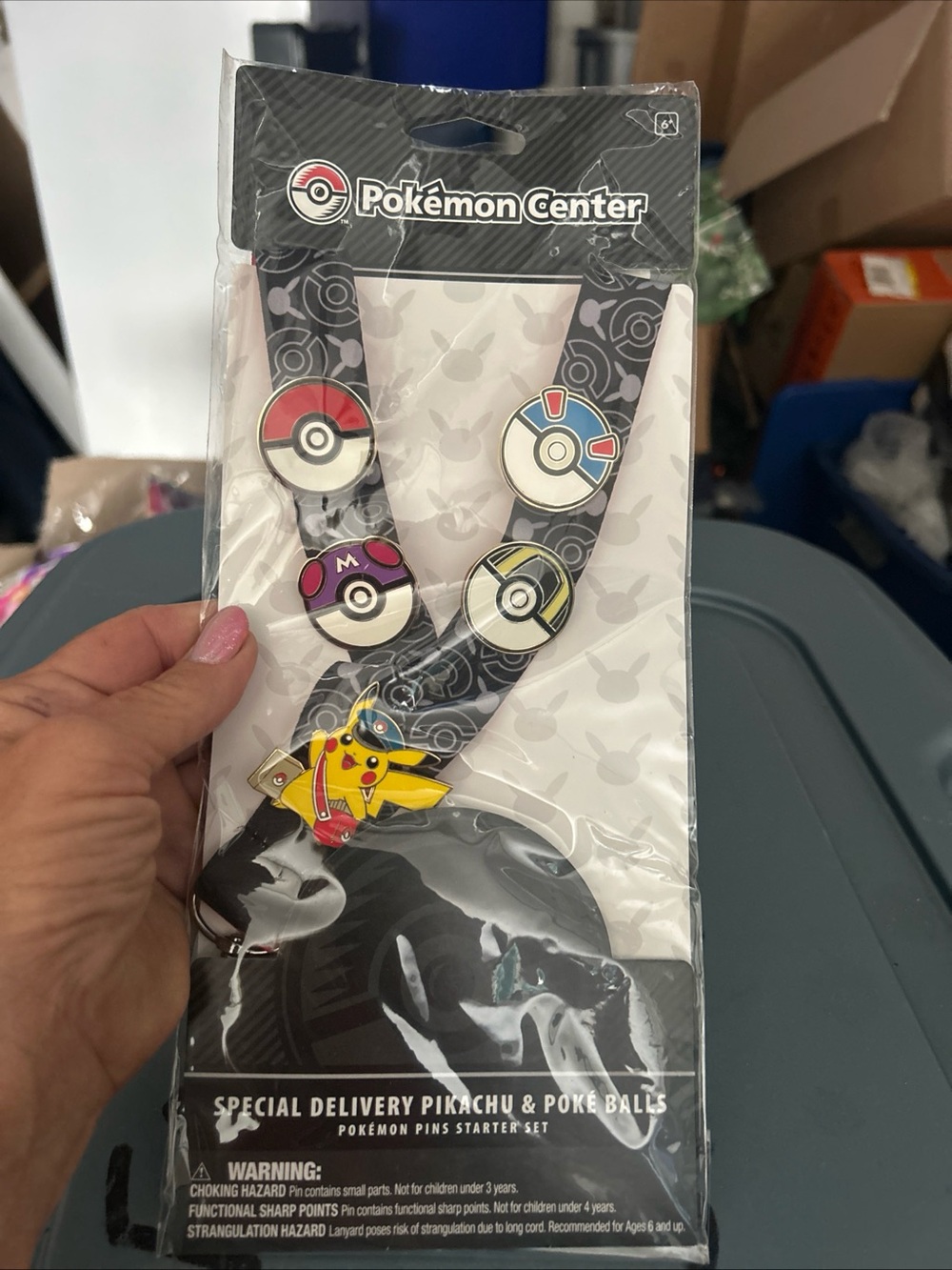 Pokémon Center Pikachu & Poké Ball Pin Lanyard - Black with Multicolor Pins
